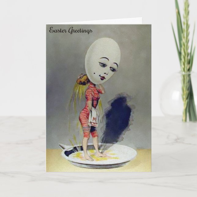 Vintage Odd Egg Head Easter Card (Front)