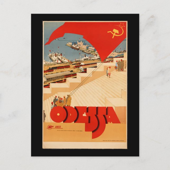 Vintage Odessa Ukraine Travel Poster Postcard (Front)
