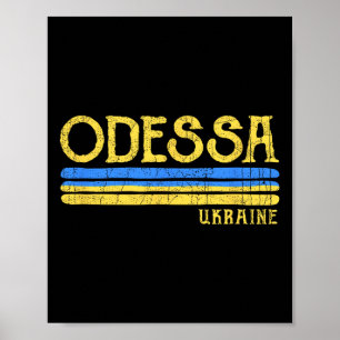 Vintage Odessa Ukraine Ukrainian Flag  Poster