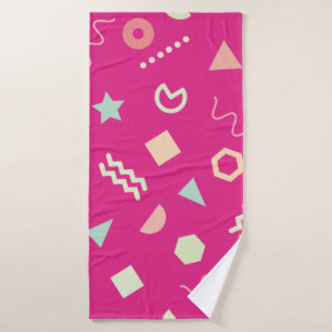 Vintage of seamless repeat pattern with Memphis on Bath Towel