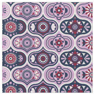Vintage Ogee Intricate Navy and Orchid Fabric