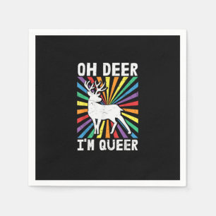 Vintage Oh Deer I'm Queer Pride LGBT Gay Lesbian   Napkin