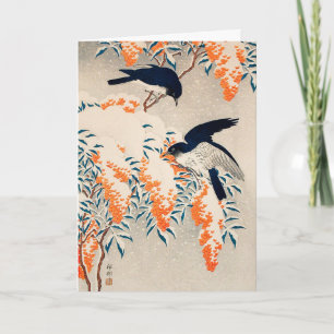 Vintage Ohara Koson Japanese Winter Birds Art Card