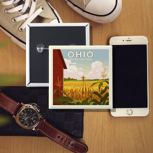  Vintage Ohio 2 Inch Square Button