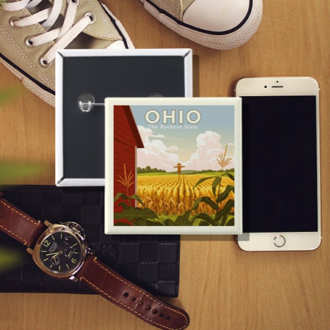  Vintage Ohio 2 Inch Square Button (Creator Uploaded)