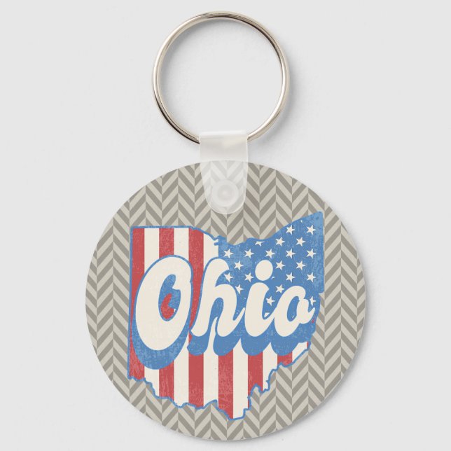 Vintage Ohio Distressed Geometric Masculine Keychain (Front)