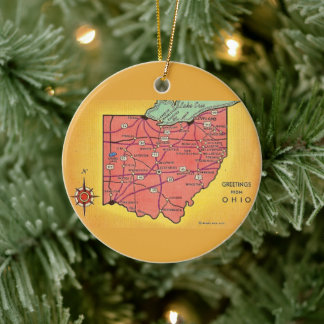 Vintage Ohio Map Ornament