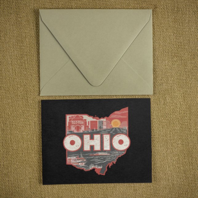 Vintage Ohio USA Map Postcard (ohio usa map vintage postcard)
