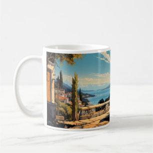 Vintage Oil Painting Of City And Car Coffee Mug