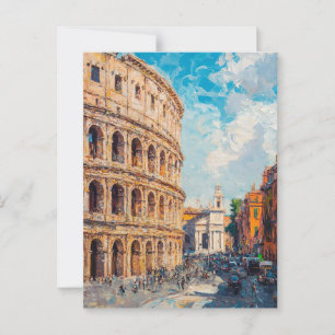 Vintage Oil Painting Travel Postcard Rome
