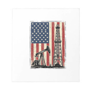 Vintage Oilfield American Flag Vector Shirt Design Notepad