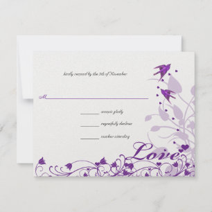 Vintage Oiseaux pourpres Coeurs Mariage RSVP
