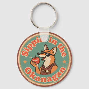 Vintage Okanagan Valley Relaxed Fox Keychain