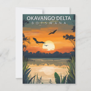 Vintage Okavango Delta Botswana Travel Postcard