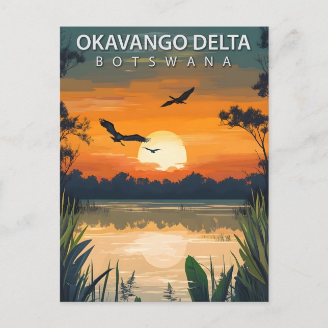 Vintage Okavango Delta Botswana Travel Postcard (Front)