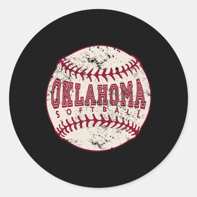 Vintage Oklahoma Softll Ll  Classic Round Sticker (Front)