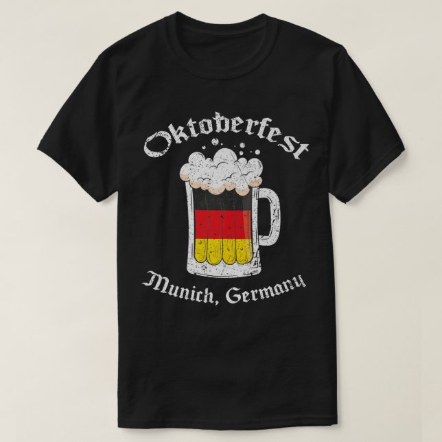 Vintage Oktoberfest Munich, Germany Flag Drinking  T-Shirt (Design Front)
