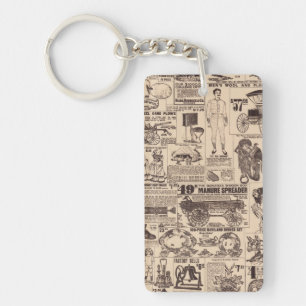 Vintage Old Advertisements Page Keychain