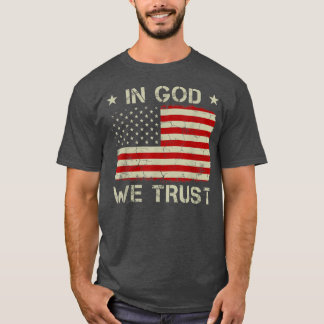 Vintage Old American Flag In God We Trust Tshirt