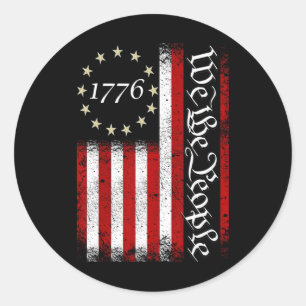 Vintage Old American Flag Patriotic 1776 We The Pe Classic Round Sticker