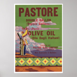 Vintage Old American Indian Olive Oil Crate Labels Poster