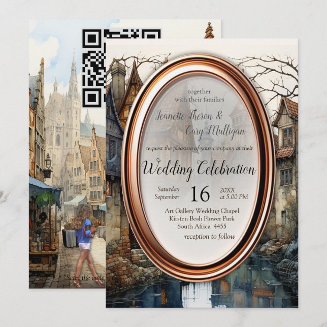 Vintage Old Amsterdam Art Invitation (Front/Back)