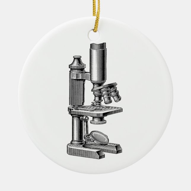 Vintage Old Antique Science Equipment Microscope Ceramic Ornament (Front)