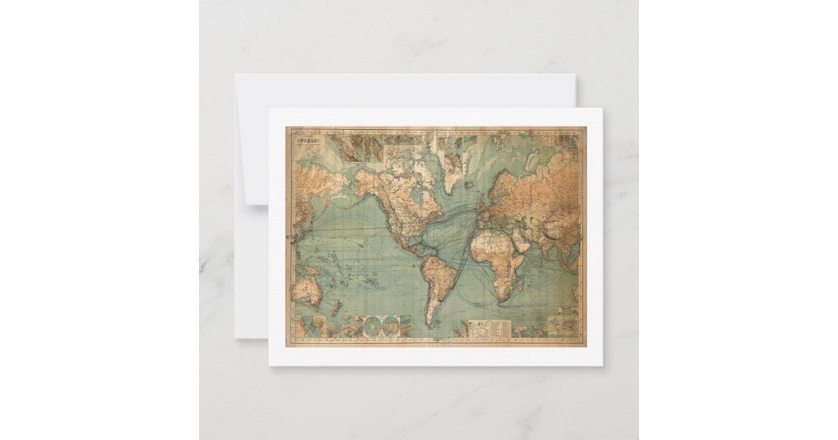 Vintage Old Antique World Map Card Zazzle