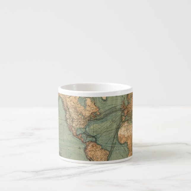 Vintage Old Antique World Map Espresso Cup (Front)