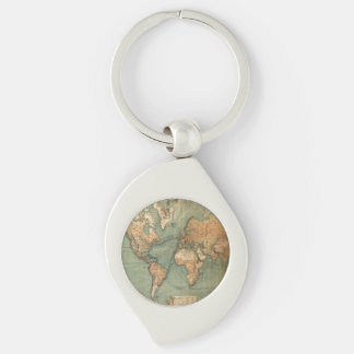 Vintage Old Antique World Map Keychain