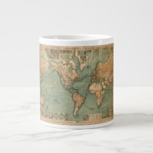 Vintage Old Antique World Map Large Coffee Mug