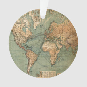 Vintage Old Antique World Map Ornament