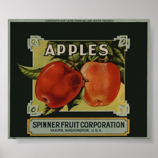 Vintage Old Apple Fruit Crate Labels Poster (Front)