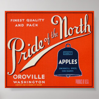 Vintage Old Apple Fruit Crate Labels Poster