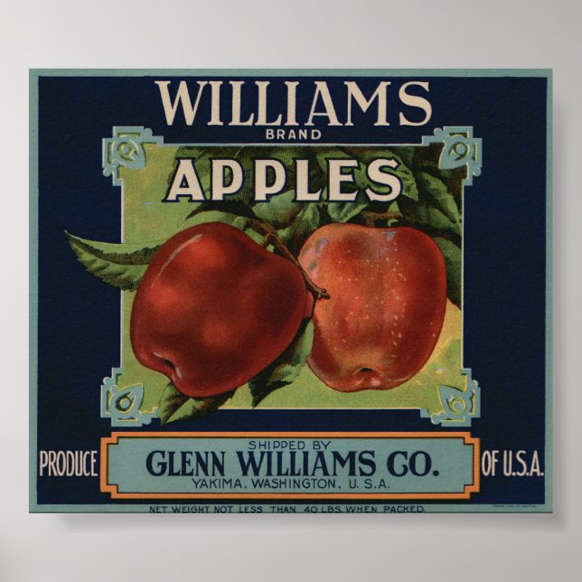 Vintage Old Apple Fruit Crate Labels Poster (Front)