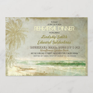 vintage old beach rehearsal dinner invitations