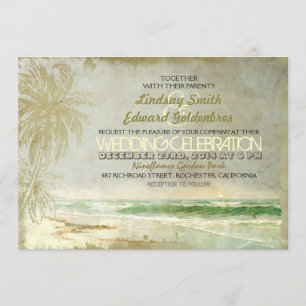 vintage old beach wedding invitations