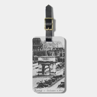 Vintage old black white Rome Colosseo  Luggage Tag