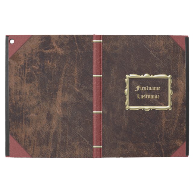 Vintage Old Book Leather-Look Personalized iPad Pro 12.9" Case (Outside)