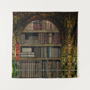 Vintage Old Book Library Art for Book Lovers Tapestry