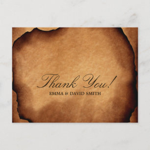 Vintage Old Burned Paper Thank You Cards
