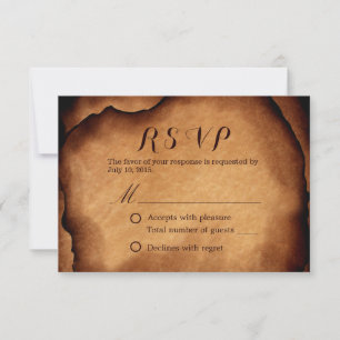 Vintage Old Burned Paper Wedding RSVP Card