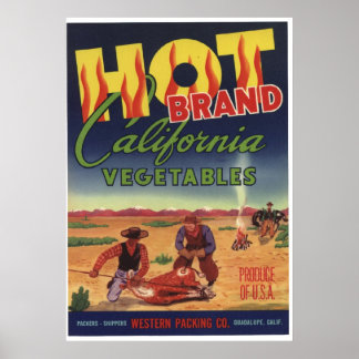 Vintage Old California Vegetables Crate Labels Poster