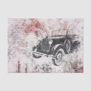 Vintage Old Car Victorian Decoupage Tissue Paper