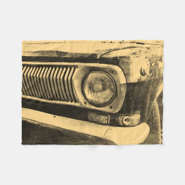 Vintage Old Classic Car Headlight Fleece Blanket (Front (Horizontal))