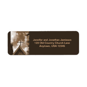 Vintage Old Country Church Sepia Adresse de retour