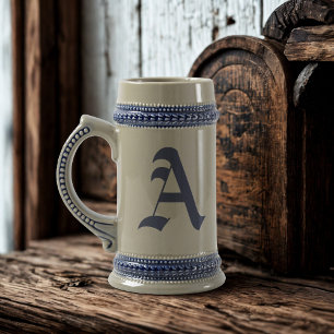 Vintage Old English Font Monogram Beer Stein