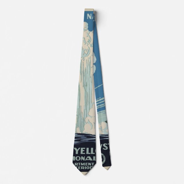 Vintage Old Faithful in Yellowstone National Park Tie (Front)