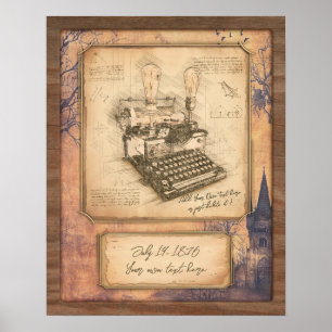 Vintage Old Fashion Art. Author / Writer Gift Poster