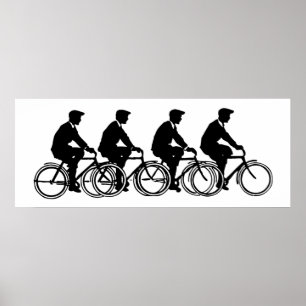 Vintage Old Fashion Bicycles Cyclists Ride Poster